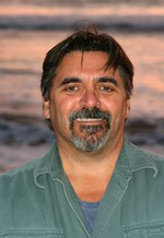 Mark at San Simeon Beach in the sunset glow