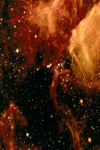 Red tinted photo of Galaxy from Hubble telescope